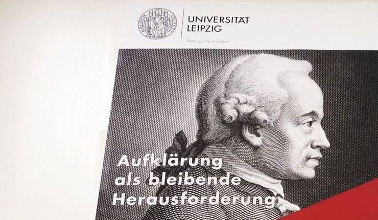 Veranstaltungsplakat, Bild von Imanuel Kant im Profil, Aufschrift: Auflkärung als bleibende Herausforderung